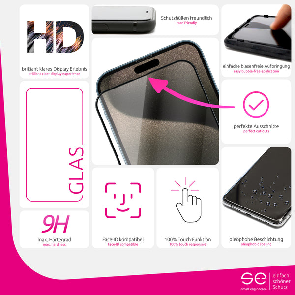 2x se® 3D Panzerglas Apple iPhone 15 Pro Max