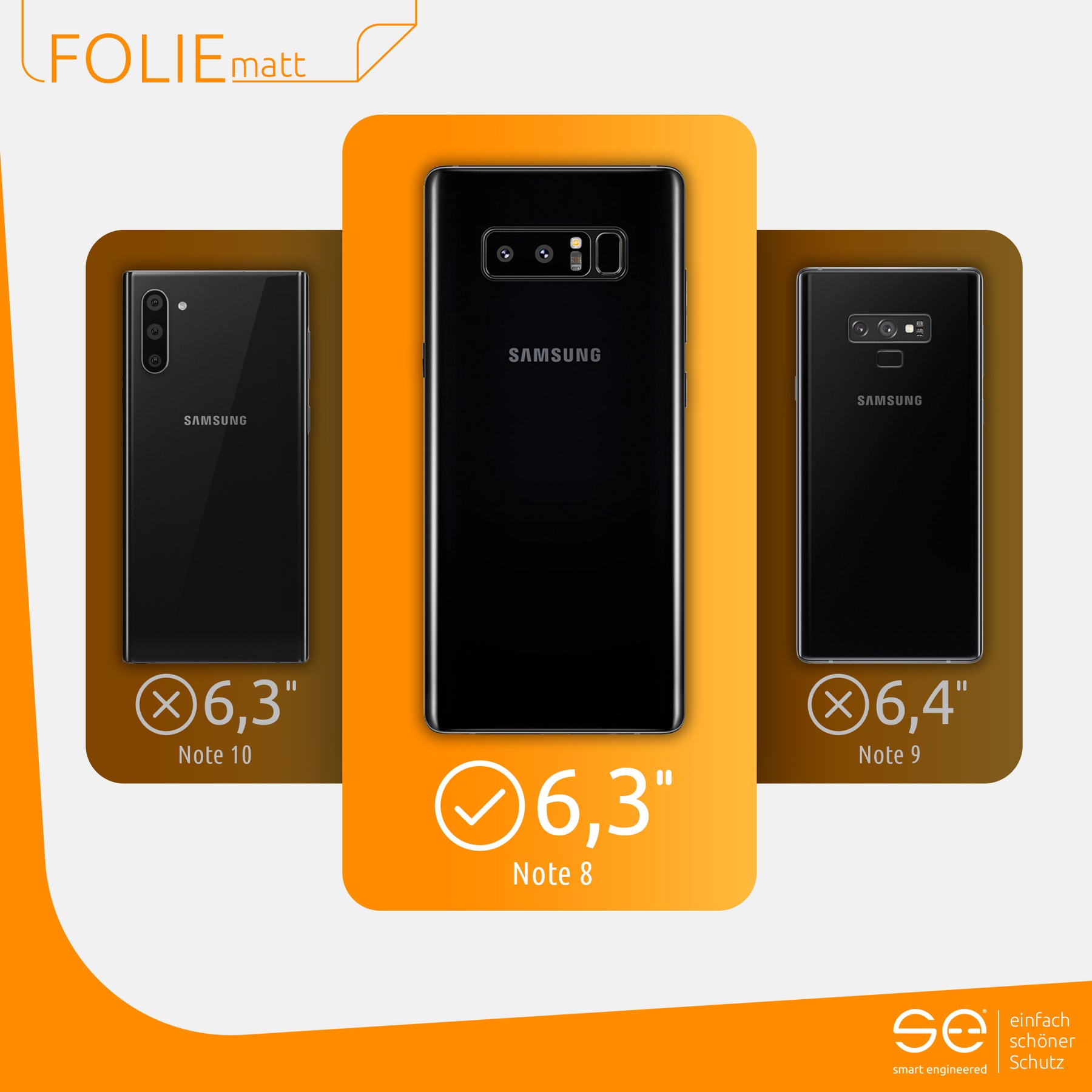 Matte Schutzfolie Rückseite Samsung Galaxy Note 8