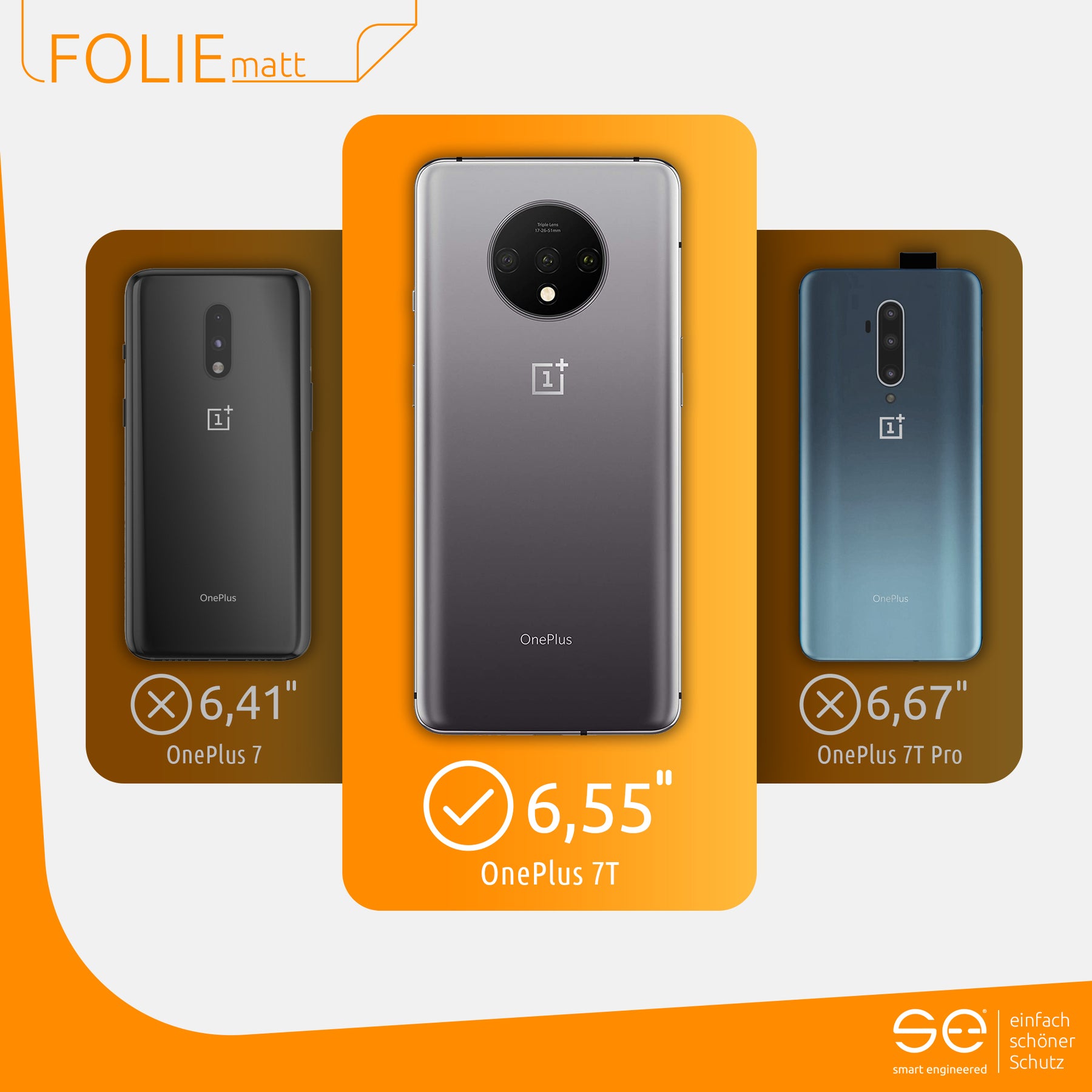 Matte Schutzfolie Rückseite OnePlus 7T