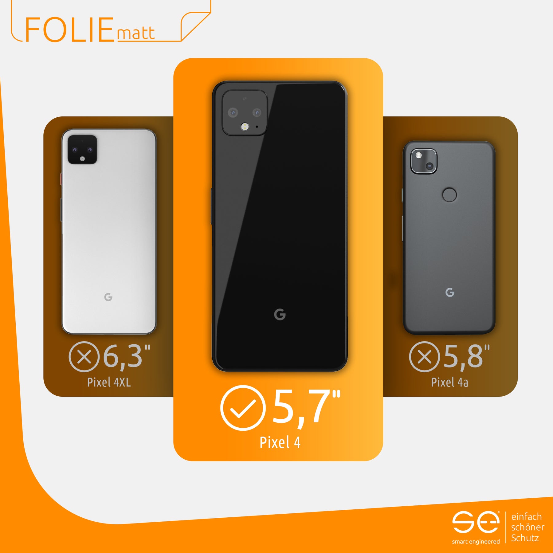 Matte Schutzfolie Rückseite Google Pixel 4