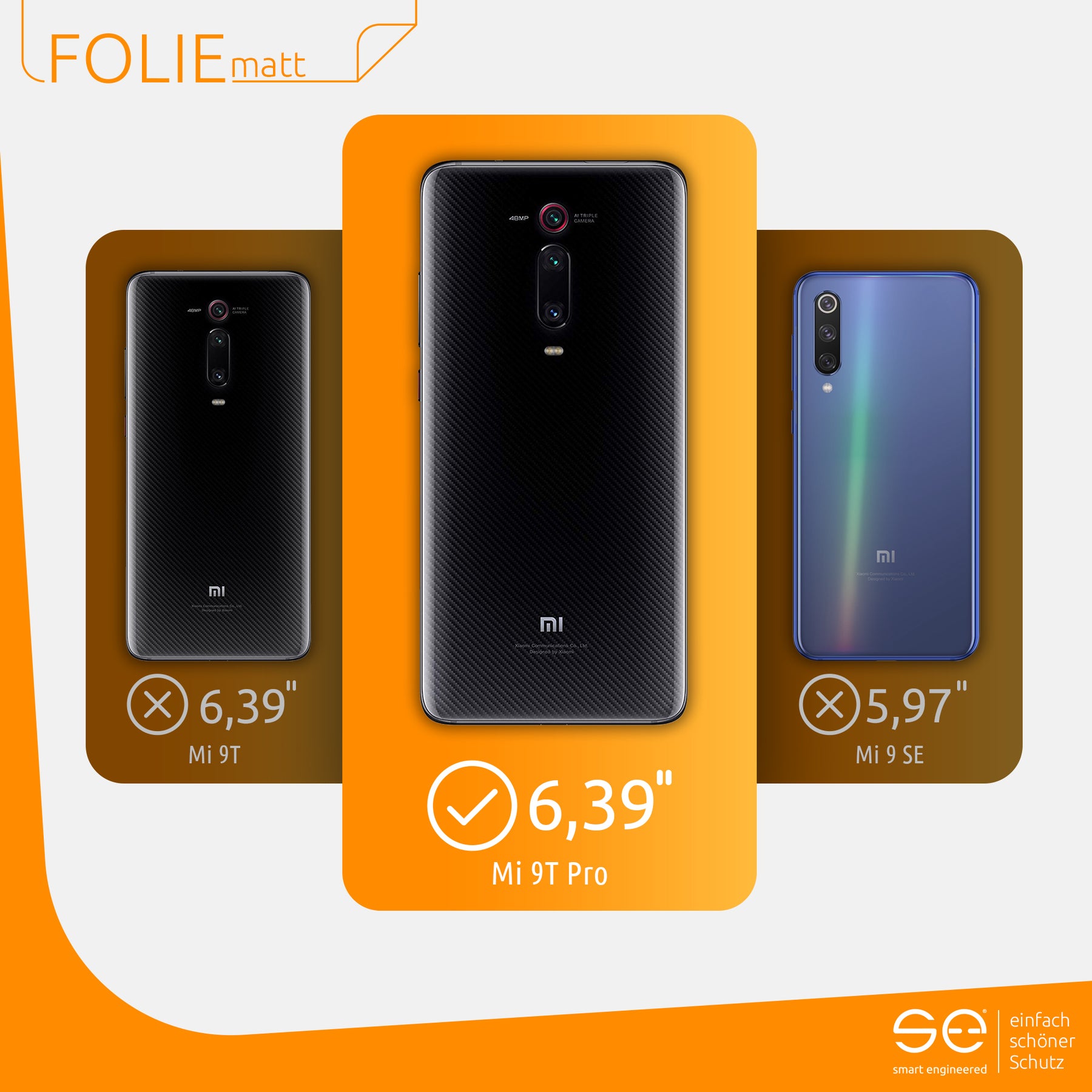 Matte Schutzfolie Rückseite Xiaomi Mi 9T Pro