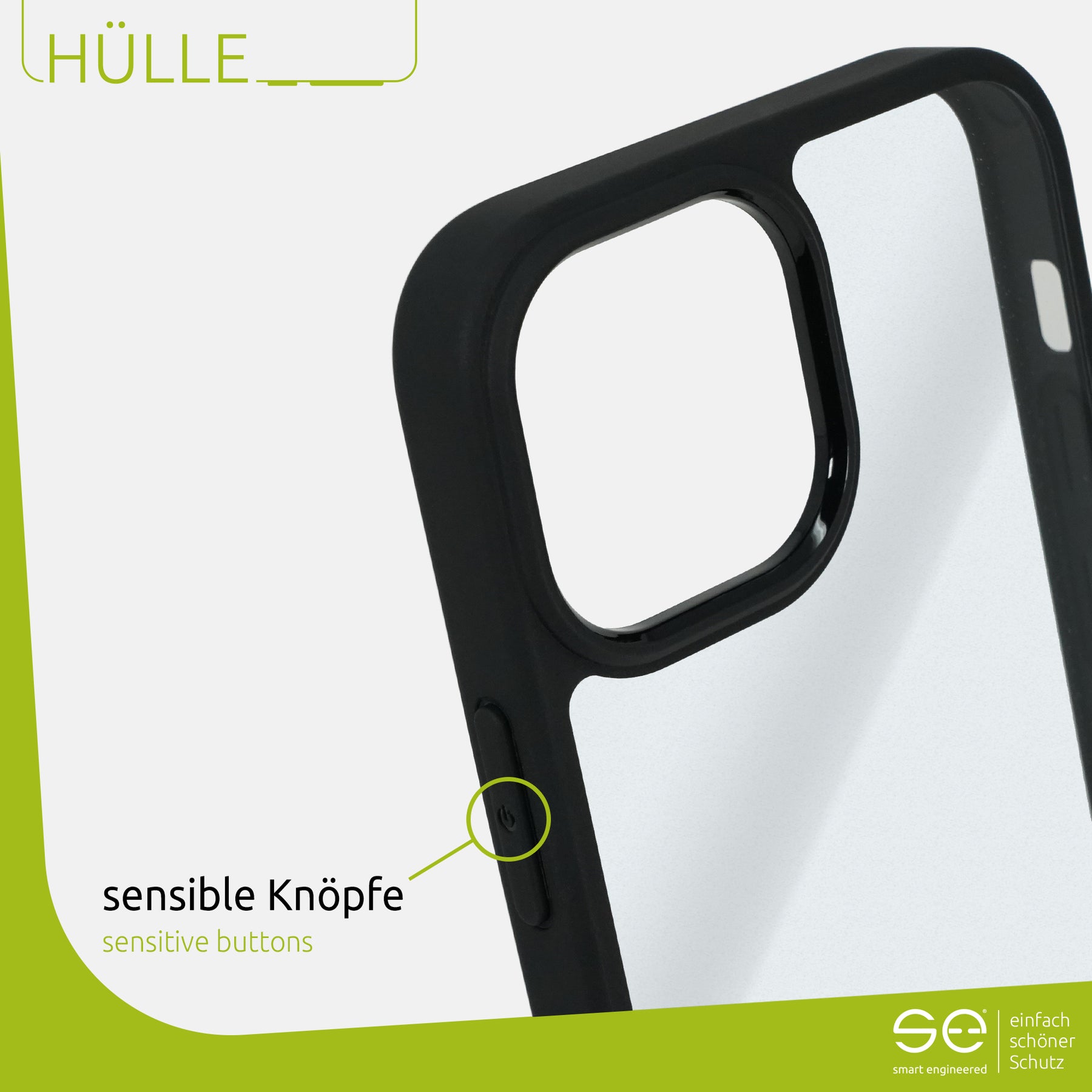 se® Hard-Cover Schutzhülle für die Apple iPhone 15 Serie (matt-schwarz)