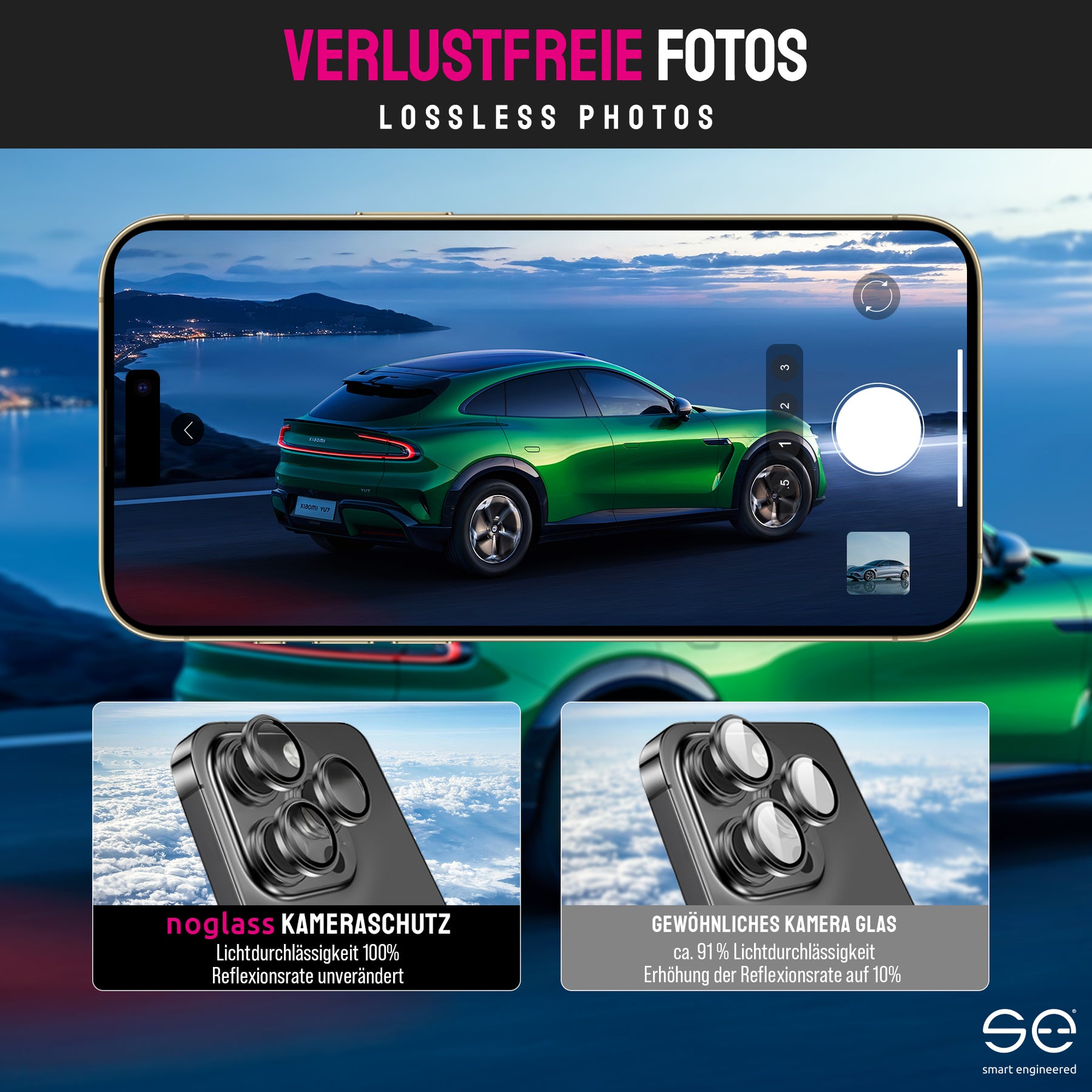 se® noglass KAMERASCHUTZ - der unzerbrechliche Kameraschutz mit 100% Bildqualität-Garantie