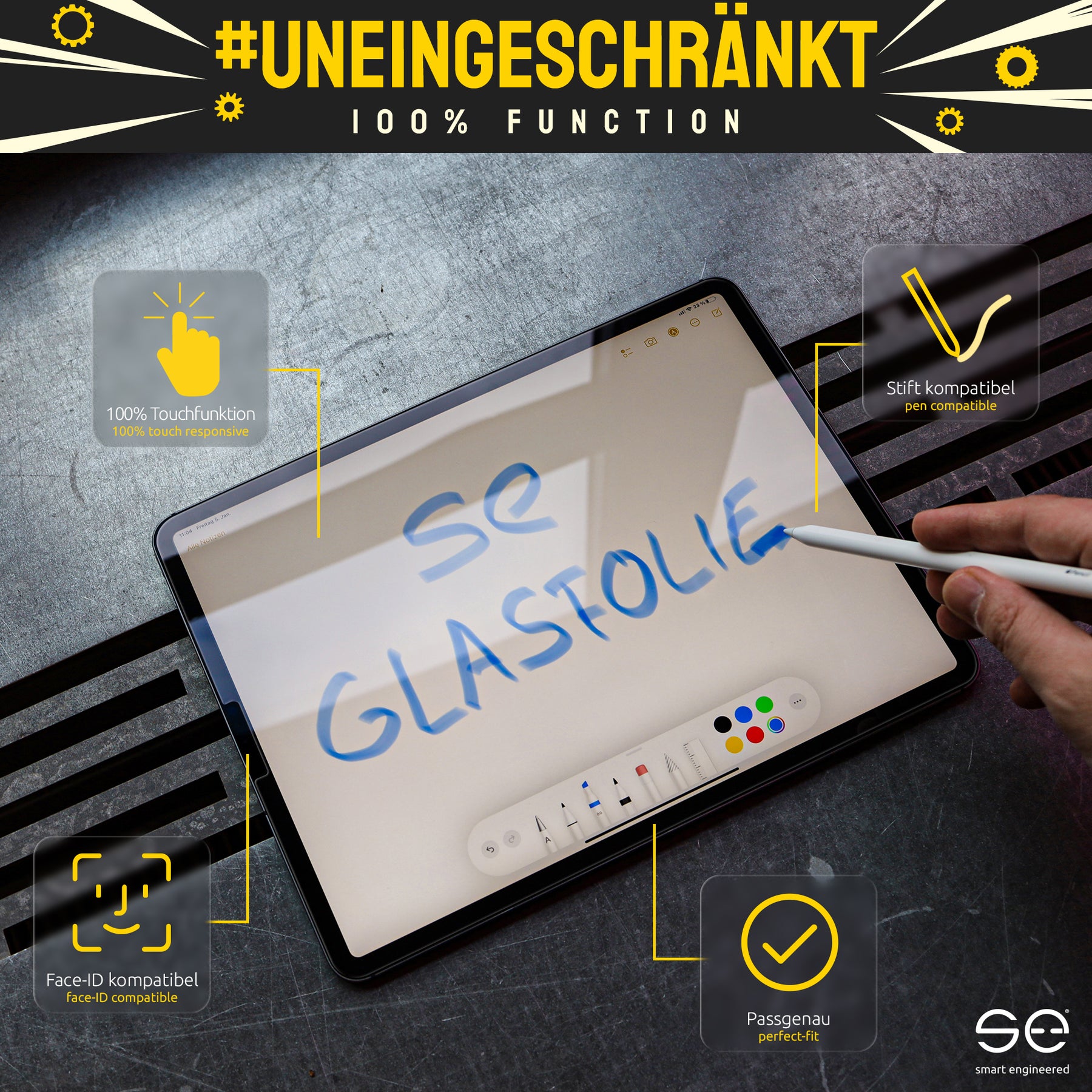 se® Glasfolie für Samsung Galaxy Tab S9 / S9 FE / S8 / S7 (11")