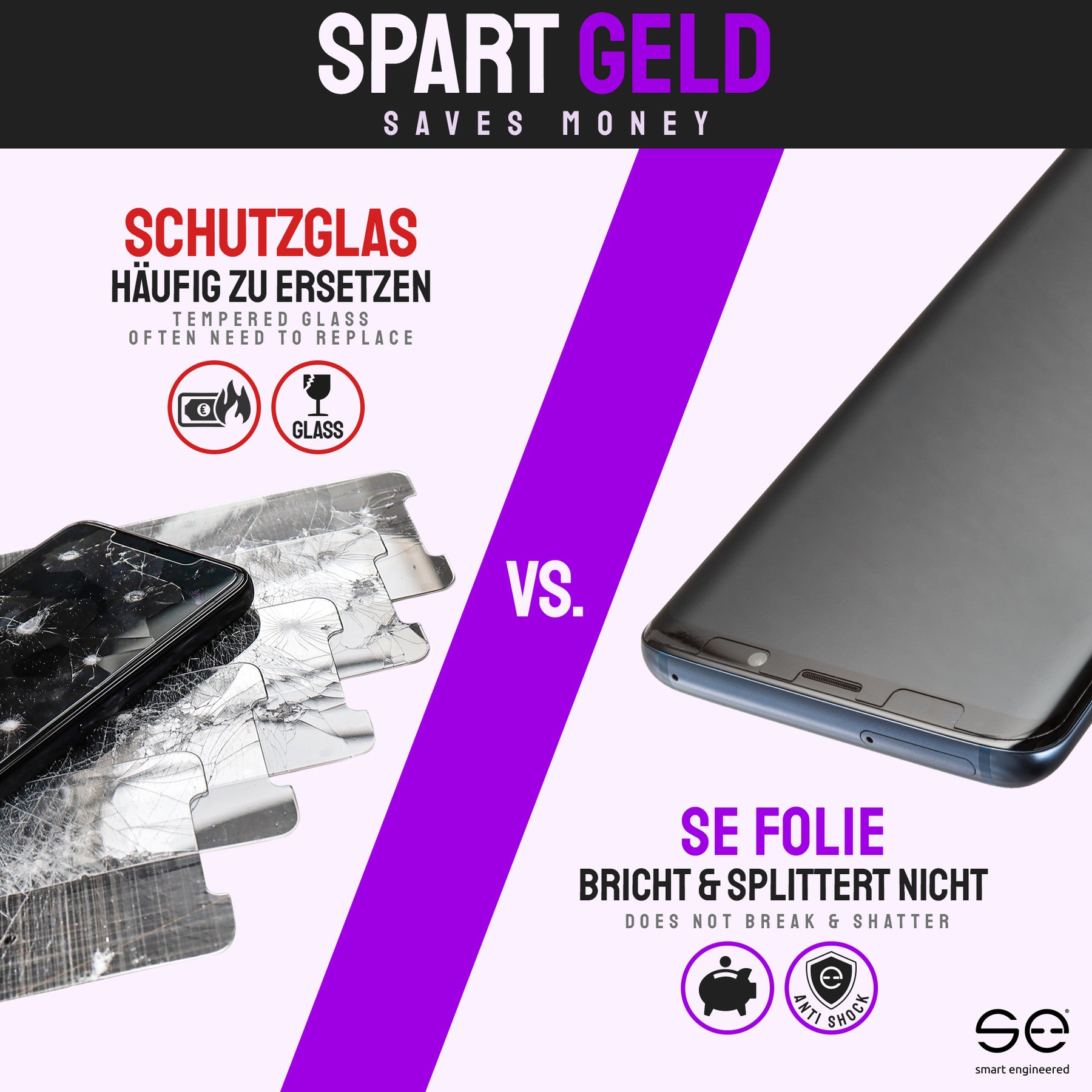 2x se® Schutzfolie für dein Motorola G75 (Transparent, Matt oder Privacy)