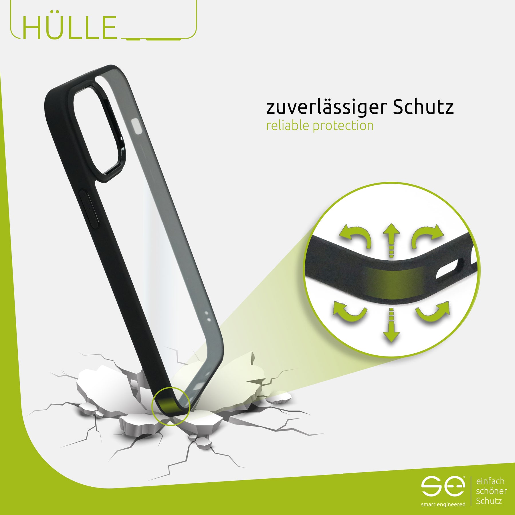 se® Hard-Cover Schutzhülle für die Apple iPhone 15 Serie (matt-schwarz)