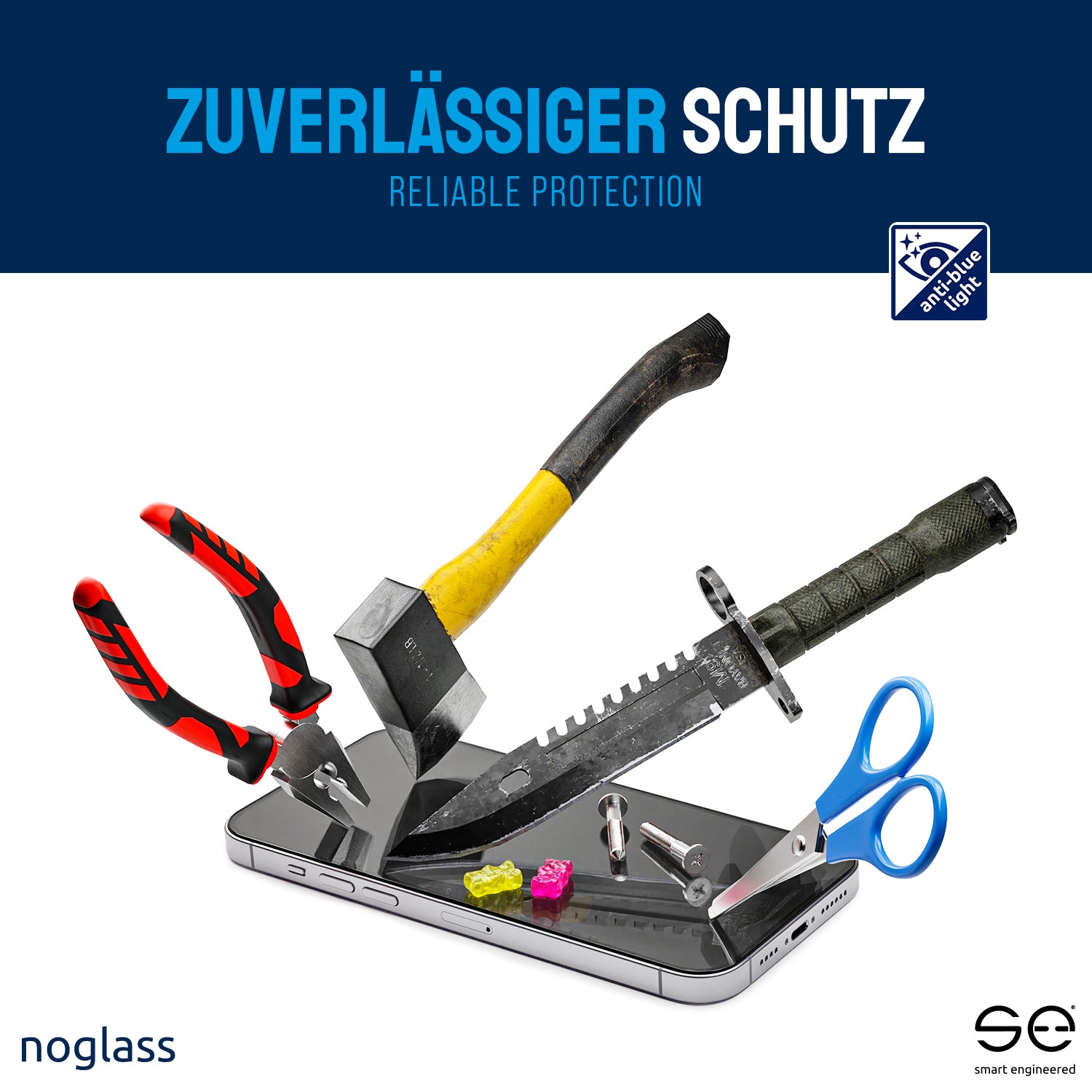 se® noglass Anti Blue-Light - der unzerbrechliche Displayschutz