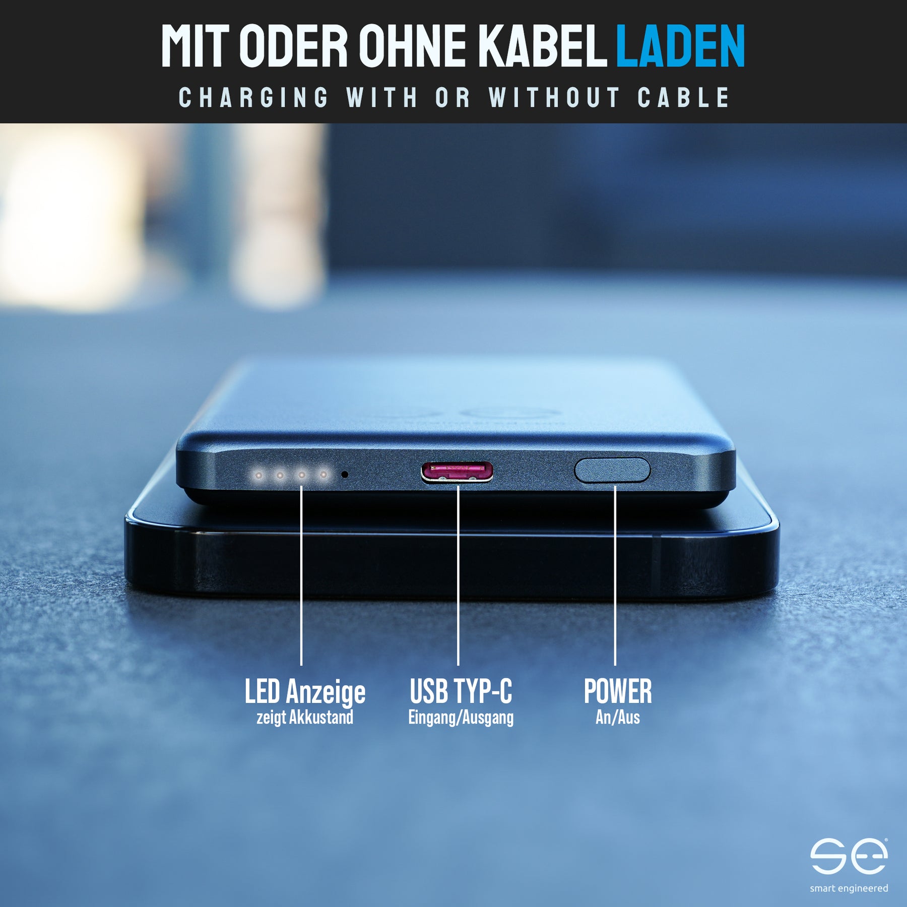 se® SNAPBANK Magnetic - Die dünnste Powerbank der Welt - 10.000 mAh