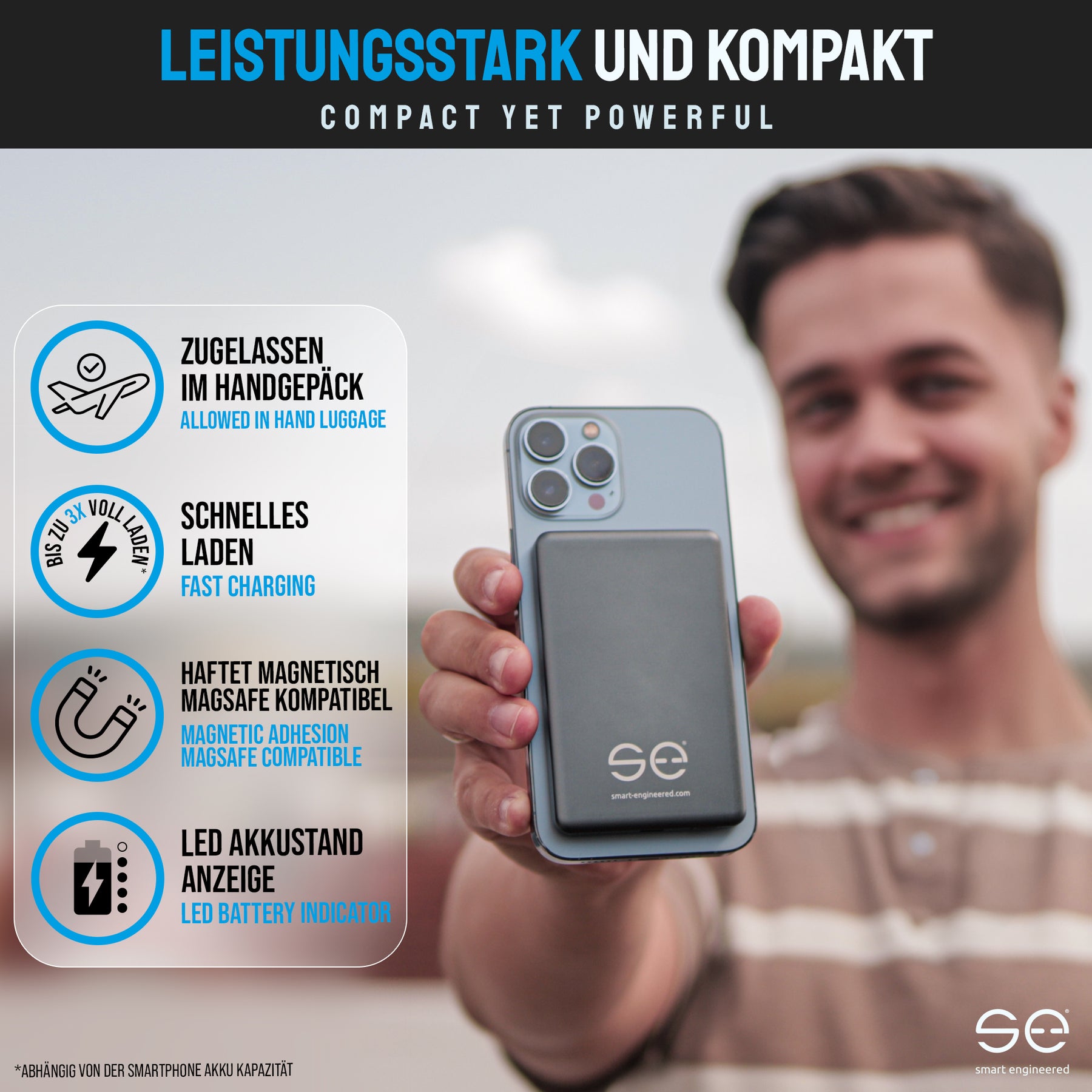 se® SNAPBANK Magnetic - Die dünnste Powerbank der Welt - 10.000 mAh