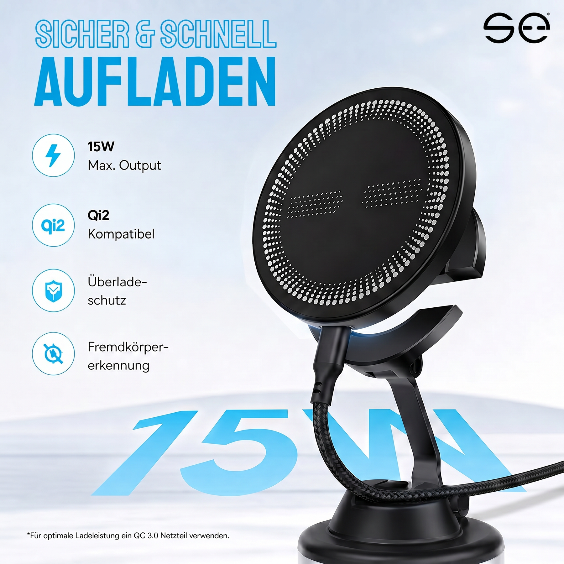 se® SNAPCHARGE – Magnetisches 15W Ladepad für SNAPMOUNT & direktes Wireless Charging