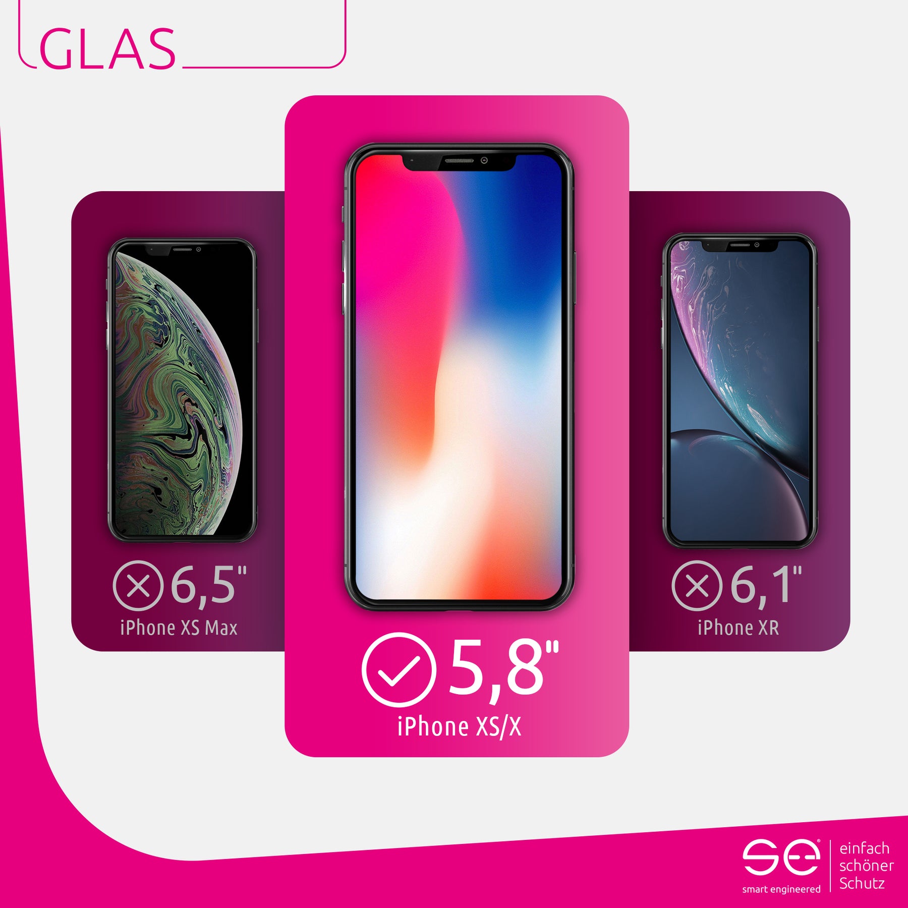 2x se® 3D Panzerglas Apple Iphone X/XS