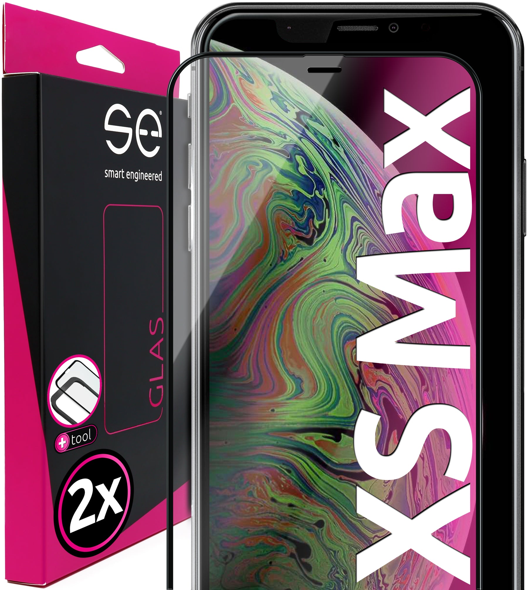 2x se® 3D Panzerglas Apple Iphone XS Max