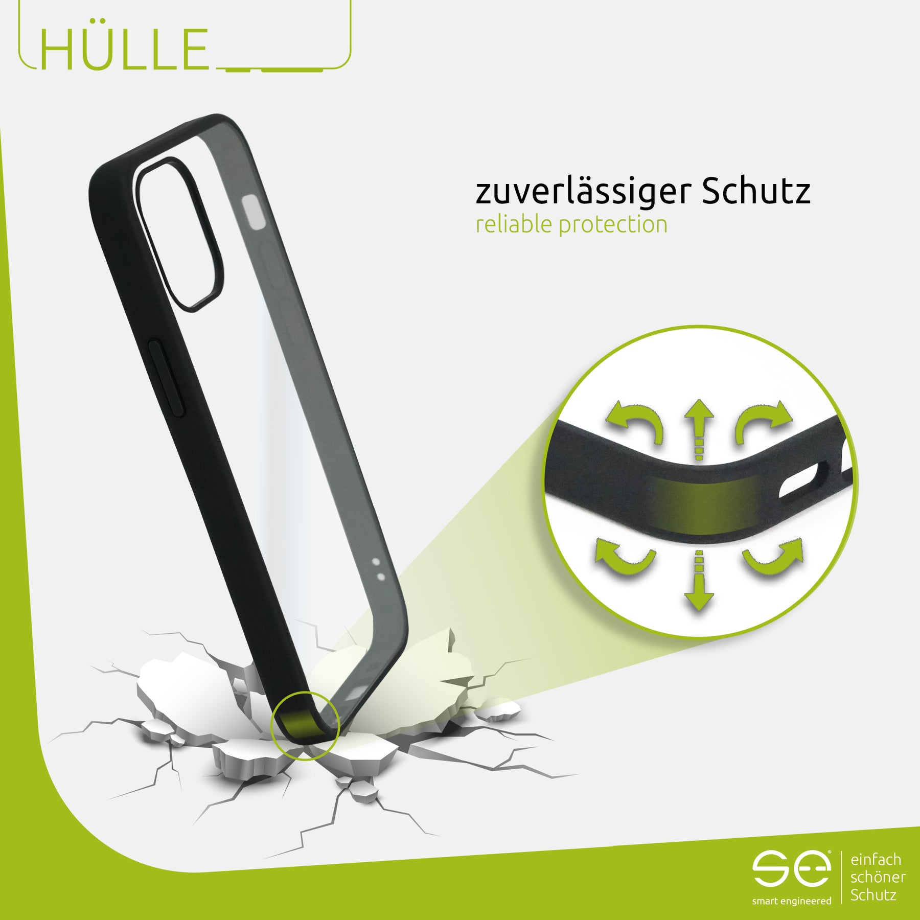 1x se® Hard-Cover Schutzhülle (matt-schwarz) Apple iPhone 12 Pro Max