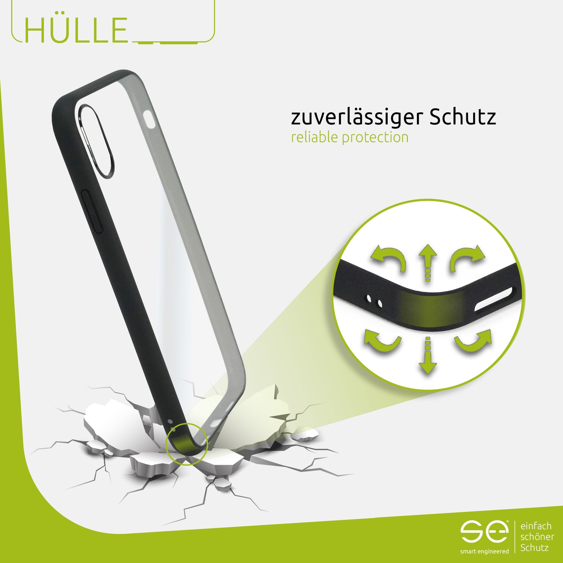 1x se® Hard-Cover Schutzhülle (matt-schwarz) Apple Iphone X/XS