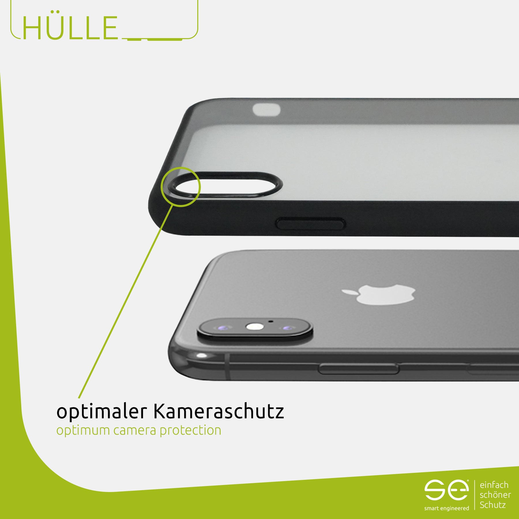 1x se® Hard-Cover Schutzhülle (matt-schwarz) Apple Iphone X/XS