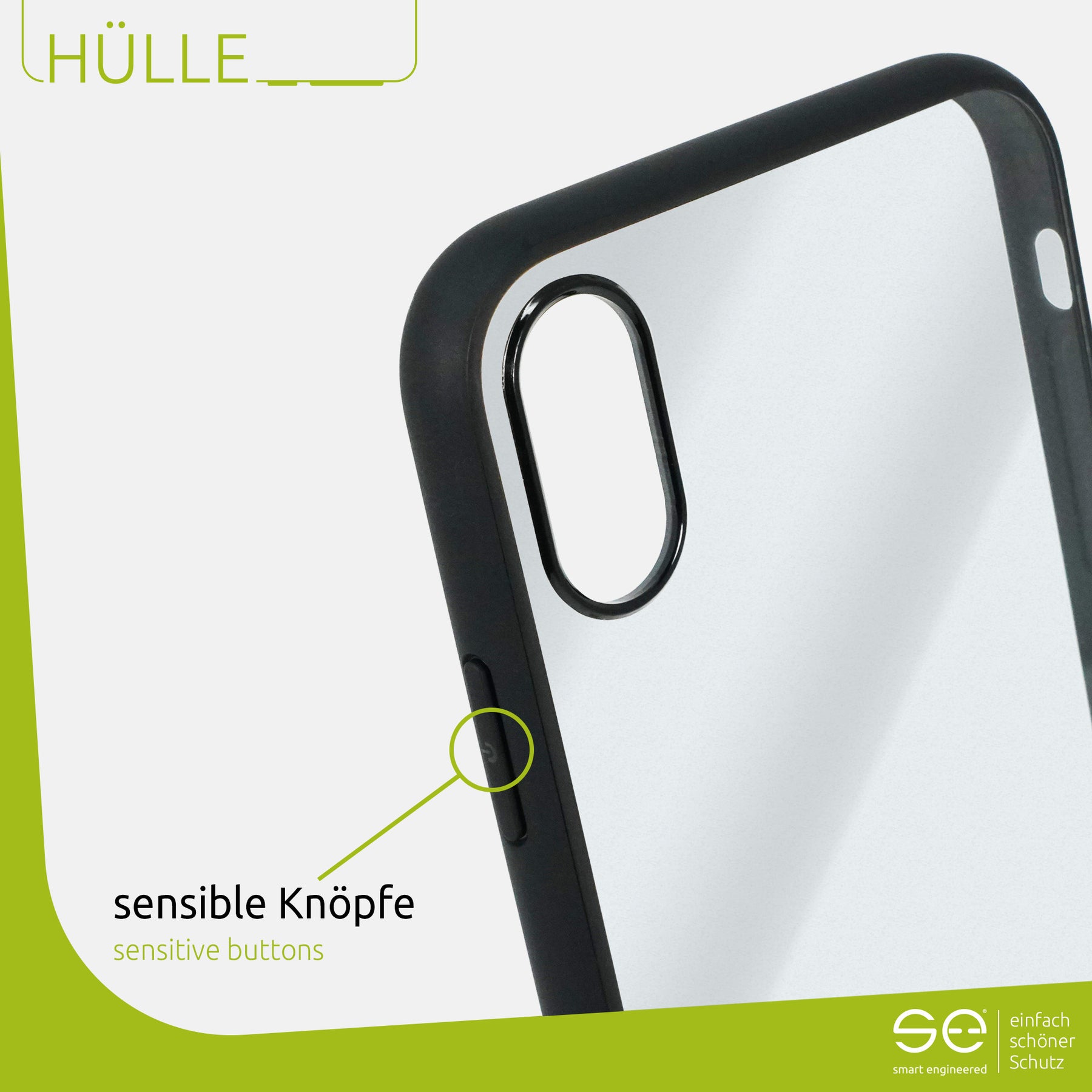 1x se® Hard-Cover Schutzhülle (matt-schwarz) Apple Iphone X/XS