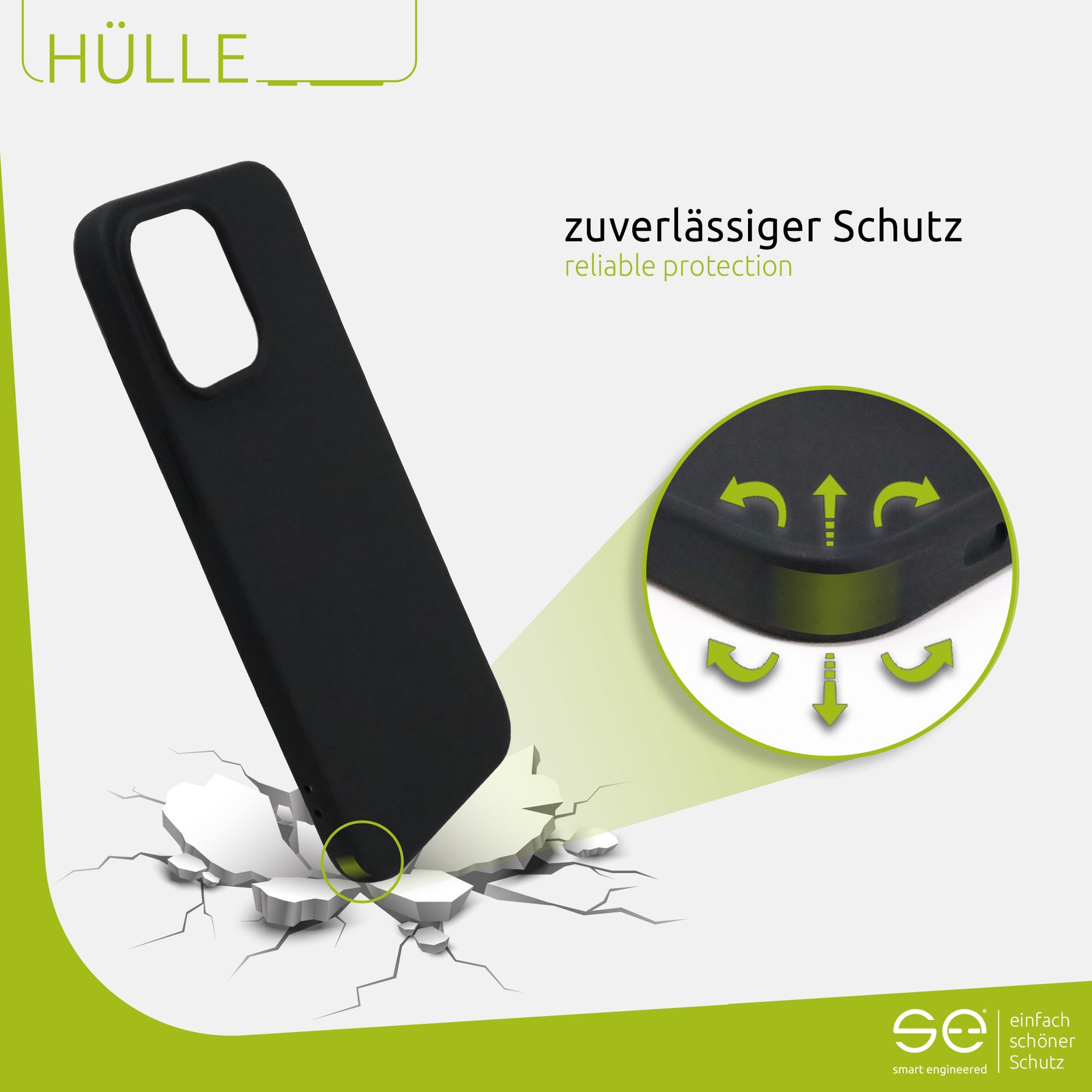 1x se® Soft-Cover Schutzhülle (matt-schwarz) Apple iPhone 13 mini