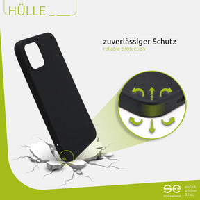 1x se® Soft-Cover Schutzhülle (matt-schwarz) Apple iPhone 12