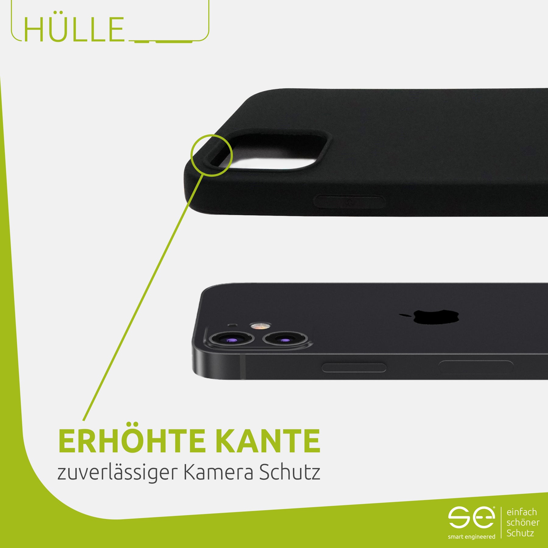 1x se® Soft-Cover Schutzhülle (matt-schwarz) Apple iPhone 12