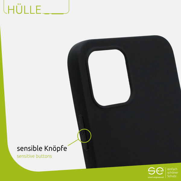 1x se® Soft-Cover Schutzhülle (matt-schwarz) Apple iPhone 12 Mini