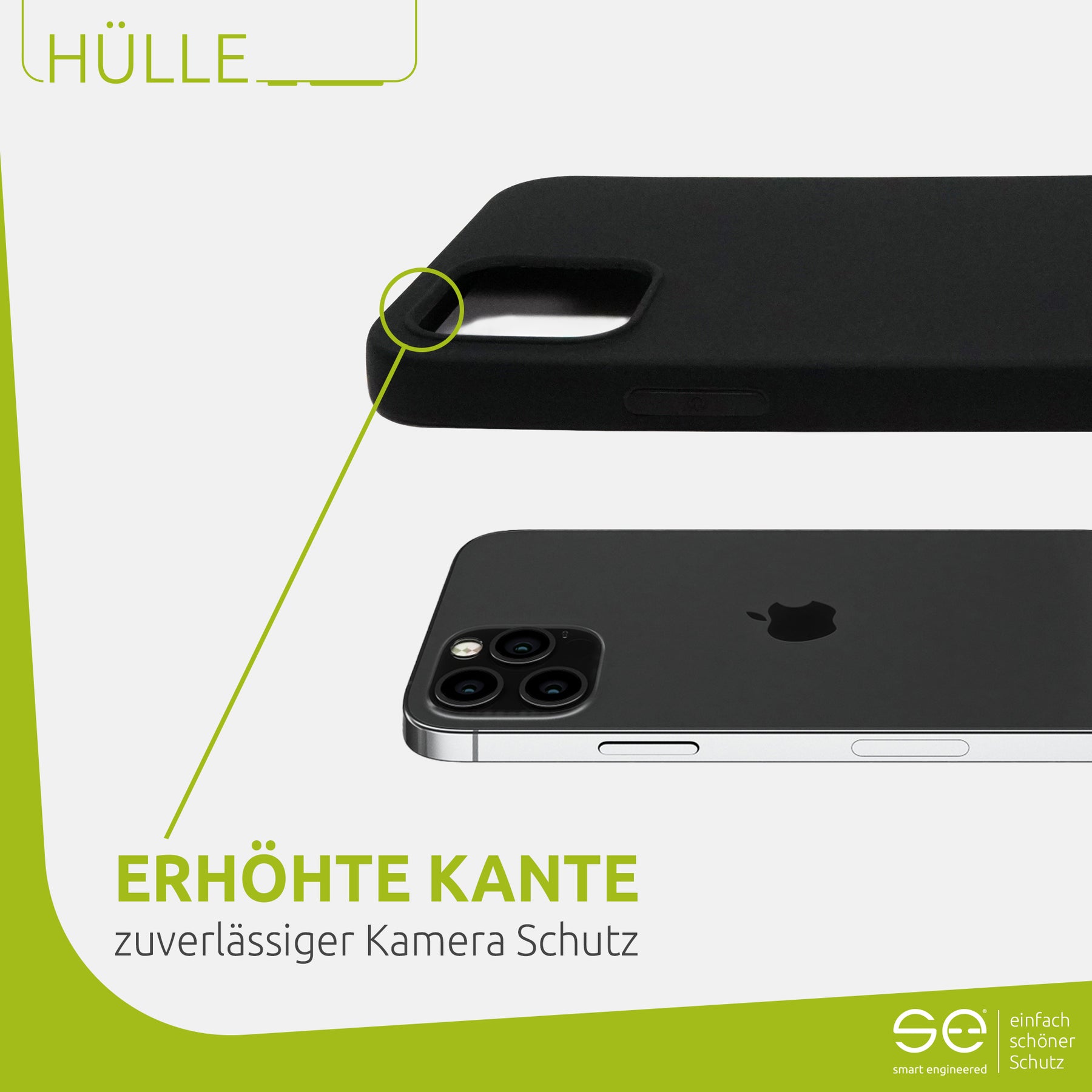 1x se® Soft-Cover Schutzhülle (matt-schwarz) Apple iPhone 12 Pro