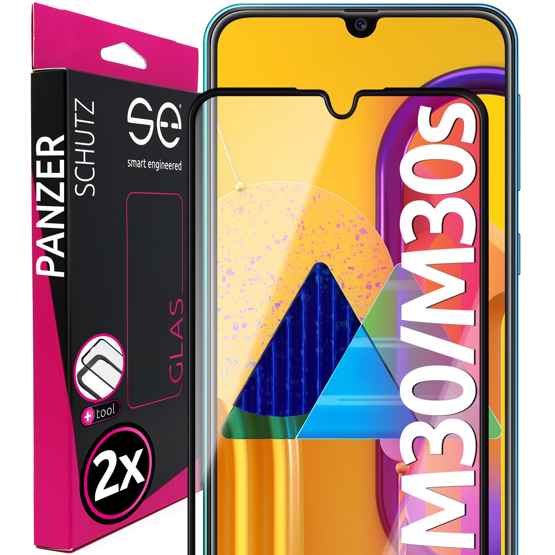 2x se® 3D Panzerglas Samsung Galaxy M30, Galaxy M30s