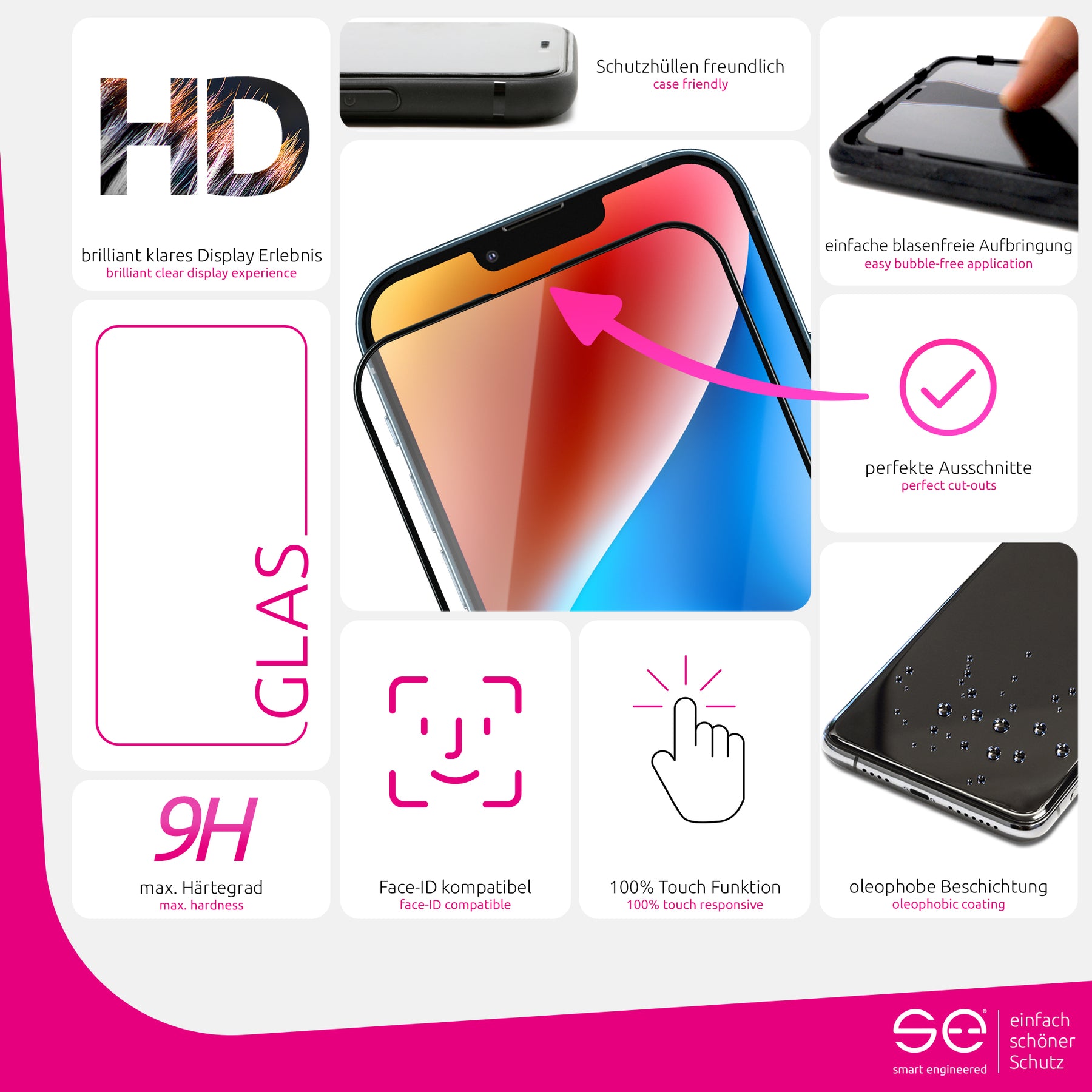 2x se® 3D Panzerglas Apple iPhone 14