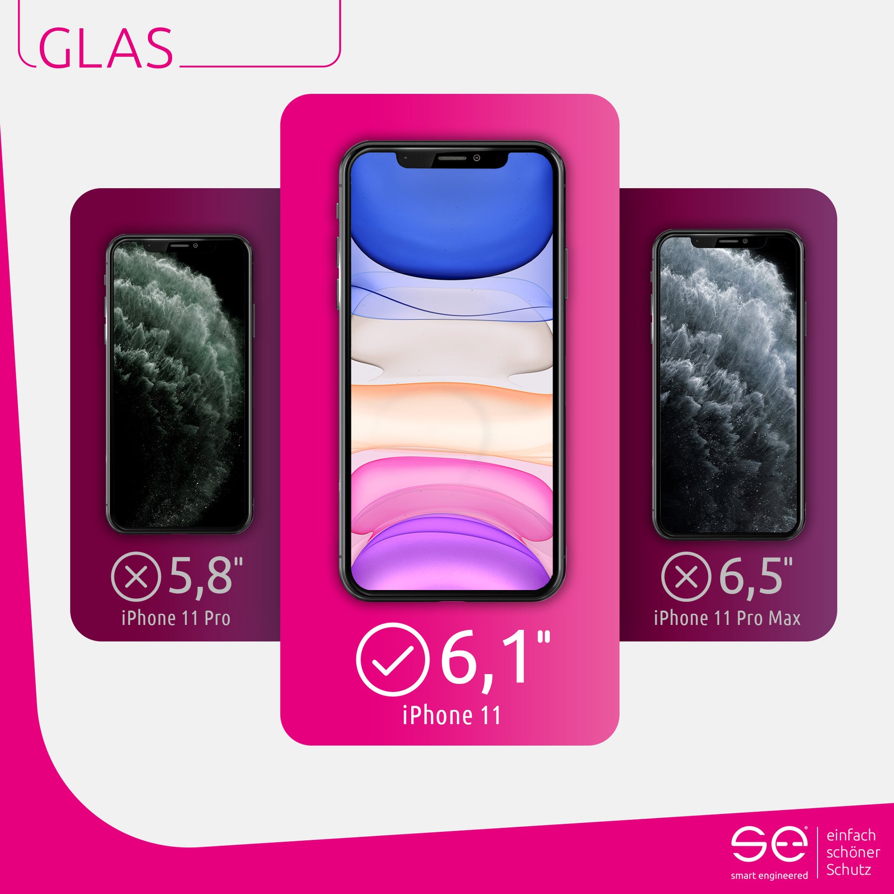 2x se® 3D Panzerglas Apple iPhone 11