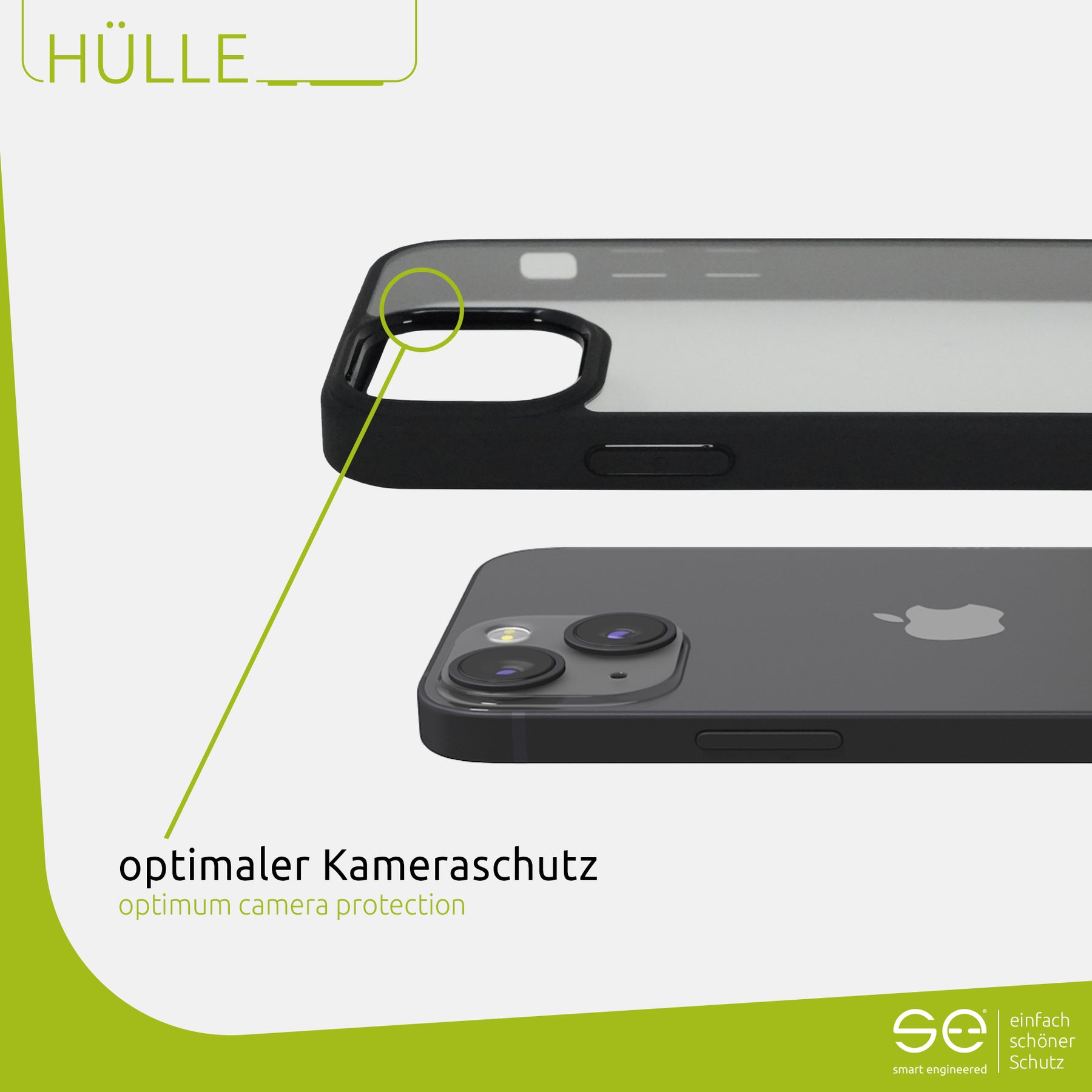 1x se® Hard-Cover Schutzhülle (matt-schwarz) Apple iPhone 13