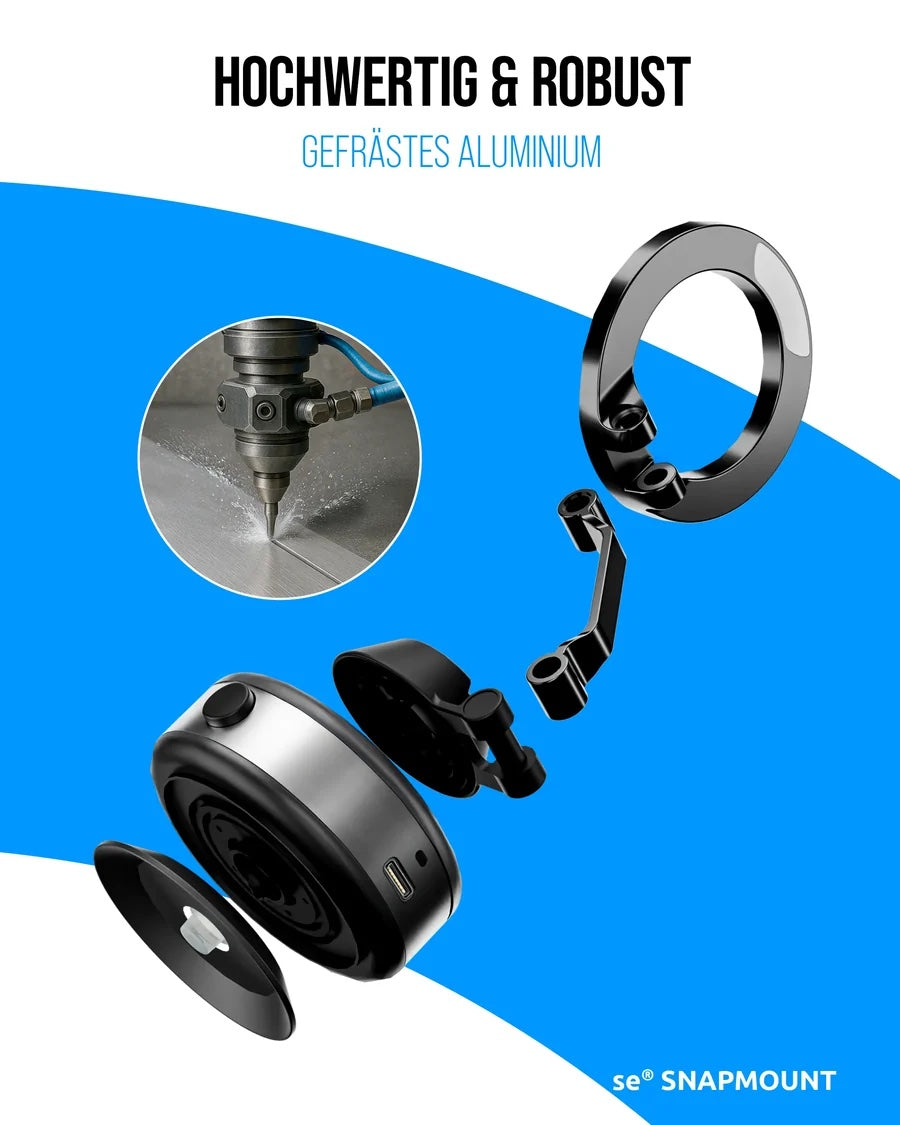 Creative: HOCHWERTIG & ROBUST — GEFRÄSTES ALUMINIUM, se® SNAPMOUNT Explosionsdarstellung